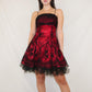 Red floral short chiffon homecoming dress birthday party dress nv4975