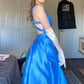 Blue Elegant Long Backless Satin Ball Gown Evening Dress Party Dress nv4215