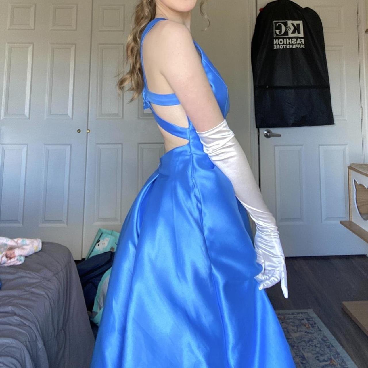 Blue Elegant Long Backless Satin Ball Gown Evening Dress Party Dress nv4215