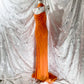 Orange exquisite beaded spaghetti strap long chiffon fairy dress prom dress nv5413