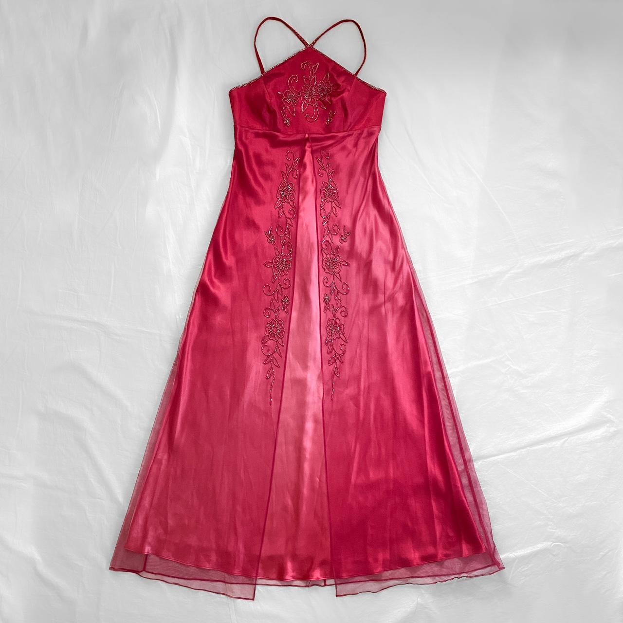 NiceVestidos--Pink Delicate Floral Beaded Dress Vintage Dress Women's Long Tulle Ball Gown NV5649