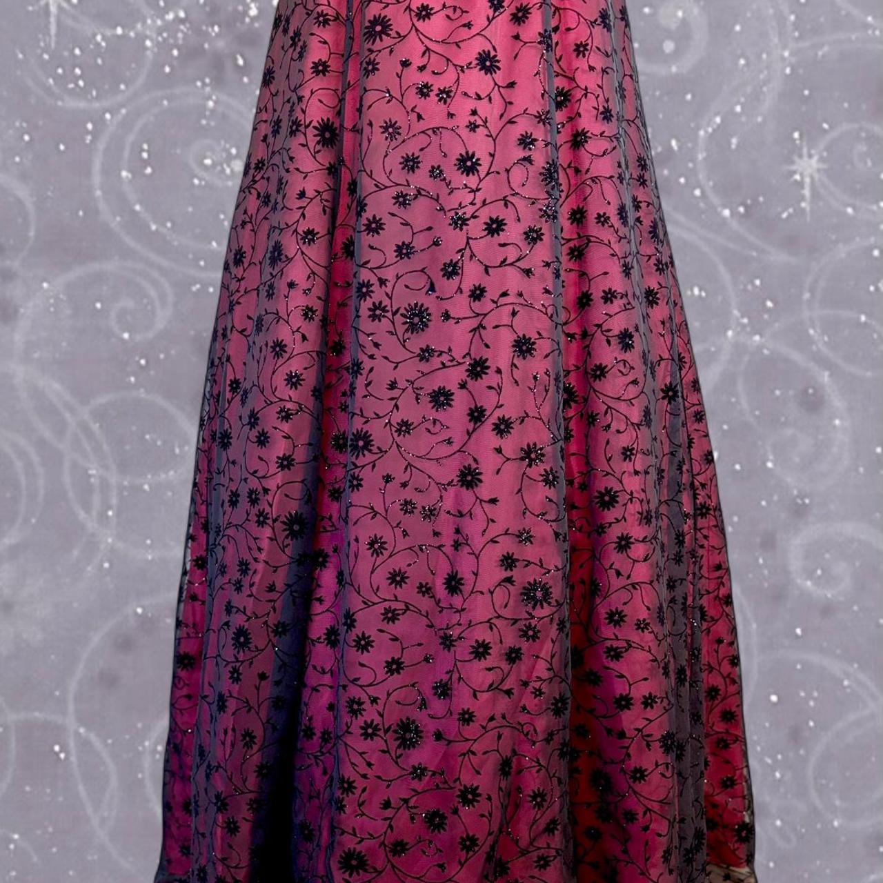 NiceVestidos-Burgundy Red Floral Dress Vintage Dress Women's Exquisite Long Tulle Ball Gown NV5644