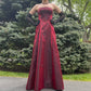 NiceVestidos-Burgundy Satin Beaded Strapless Sleeveless Floor-Length Gothic Gown NV6178