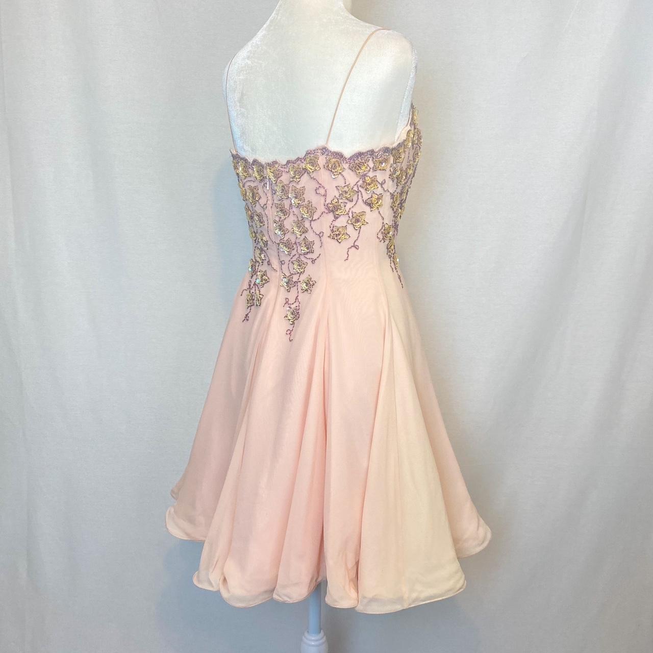 Light pink shiny sweet elegant delicate floral beaded sequin short chiffon ball gown evening dress party dress homecoming dress prom dress nv3828