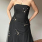 NiceVestidos-Black vintage floral long tulle evening gown Nv5640