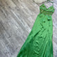 Green Beaded Shiny Elegant Long Satin Ball Gown Evening Gown Party Dress nv4562