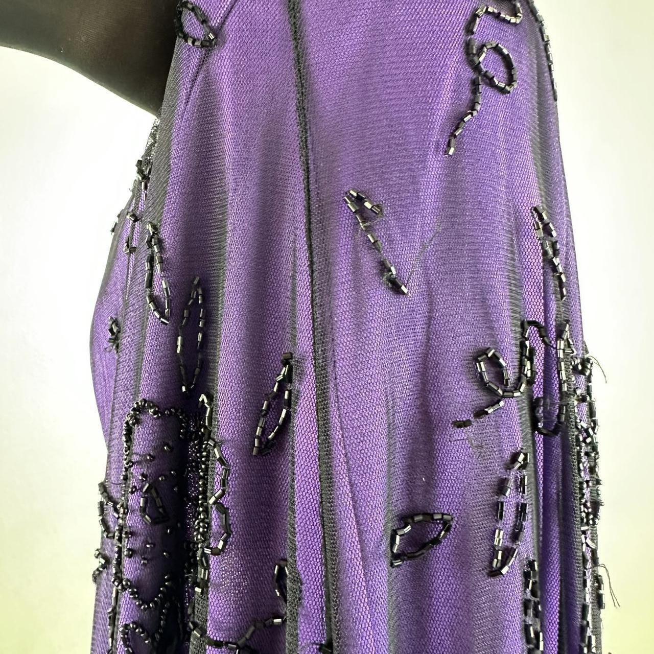 Vintage Purple Black Gothic Vampire Beaded Floral Long Formal Dress Prom Gown Chiffon nv5402