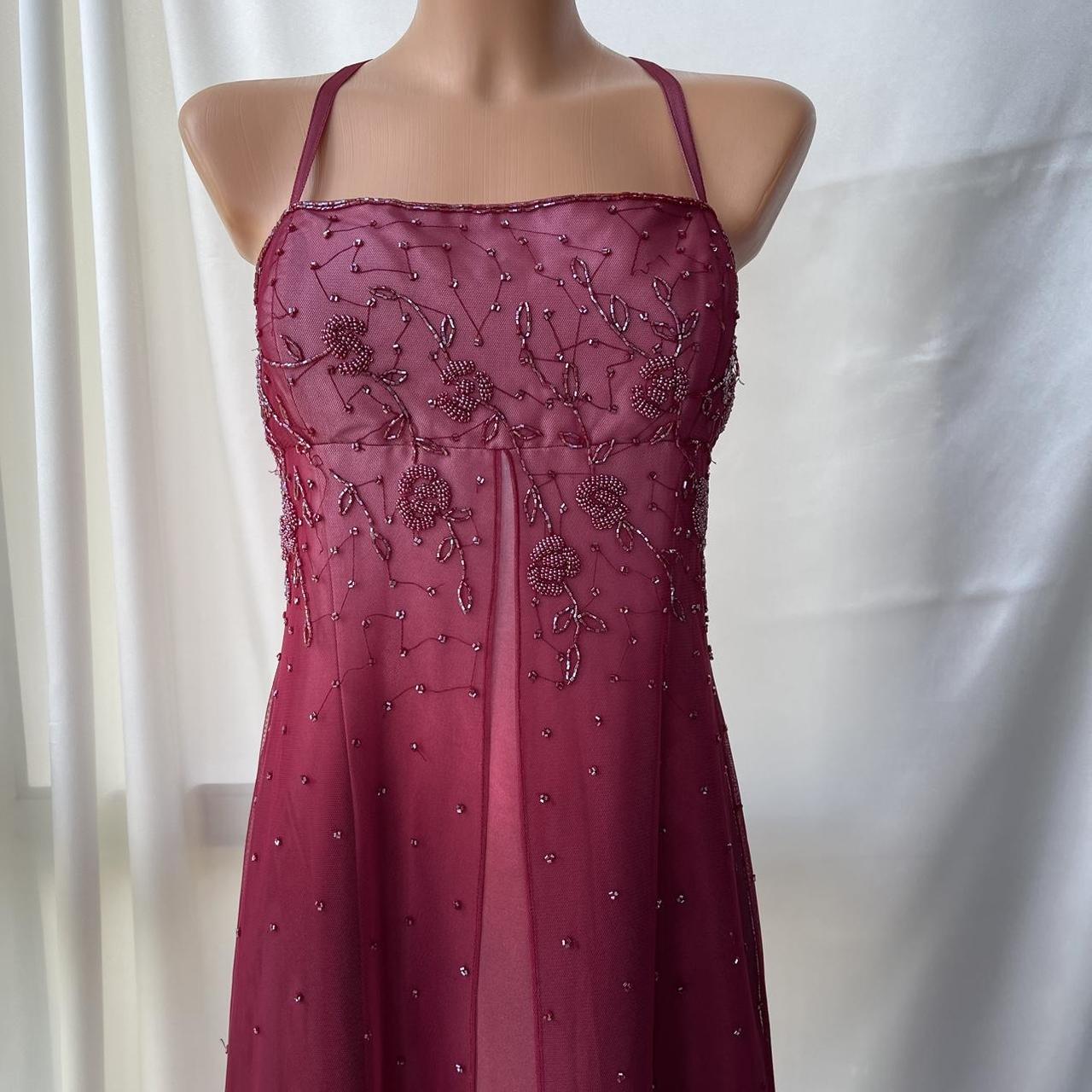 The most stunning exquisite beaded y2k red ombre long chiffon dress nv5377