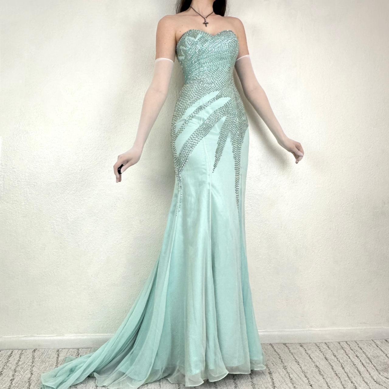 Green gorgeous beaded long satin ball gown evening dress nv4484