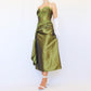 NiceVestidos-Green delicate floral applique vintage long satin gown evening dress Nv5633