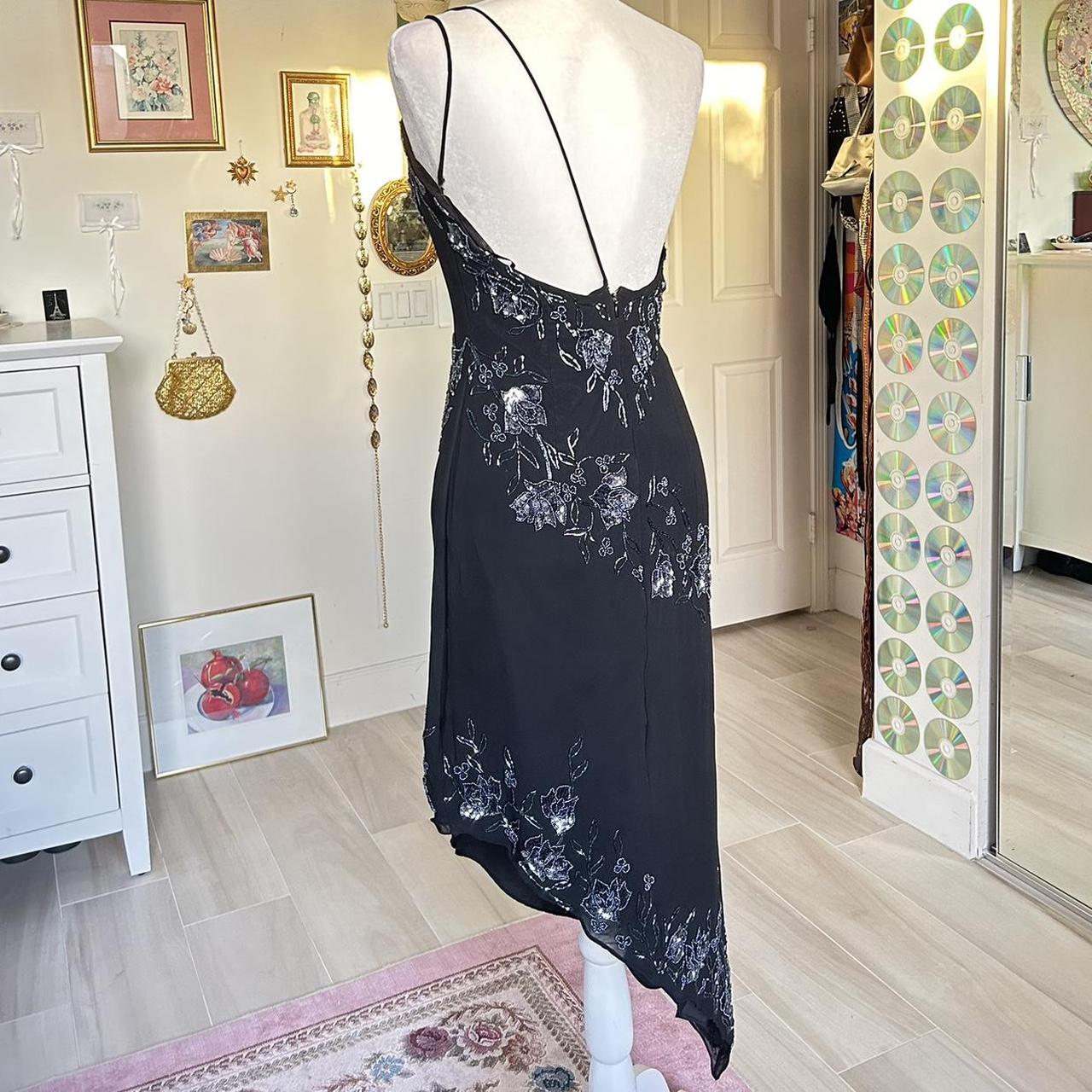 Black one shoulder beaded floral midi chiffon ball gown evening dress party dress nv4244