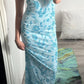 Exquisite beaded women's blue long chiffon prom dress nv5340