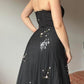 NiceVestidos-Black vintage floral long tulle evening gown Nv5640