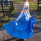 Blue Elegant Long Backless Satin Ball Gown Evening Dress Party Dress nv4215