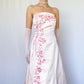 NiceVestidos-Fairy dress. Vintage dress, exquisite floral dress, pink vintage floral long satin dress Nv5631