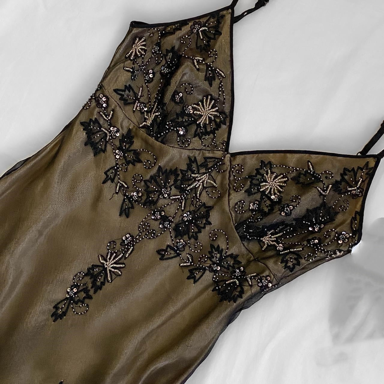 NiceVestidos – Braunes Vintage-Abendkleid aus exquisitem, perlenbesetztem Chiffon, langes Ballkleid NV5655