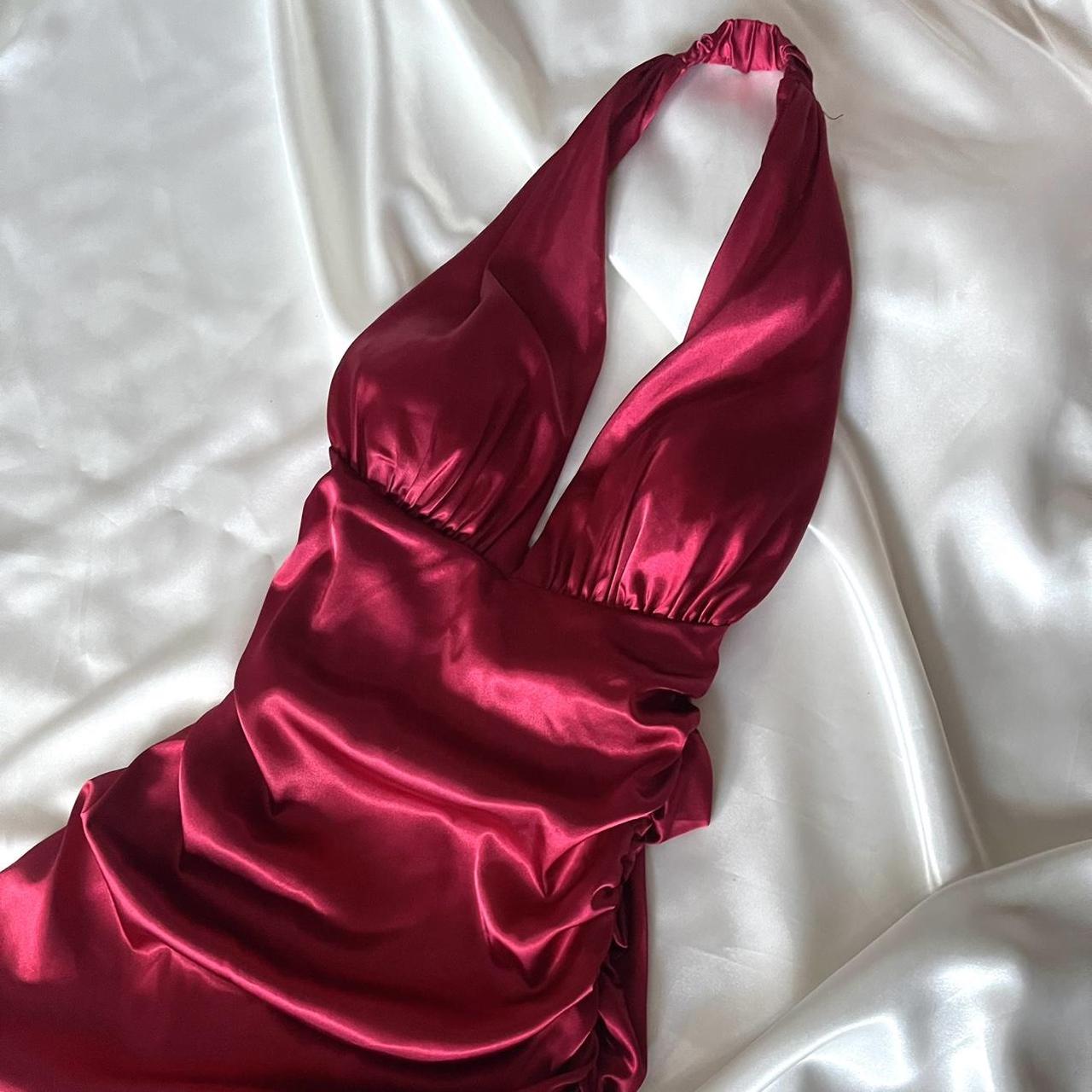 ❤️ Sparkling retro red dress with halter neckline short asymmetrical ruffle homecoming dress birthday party dress nv5386