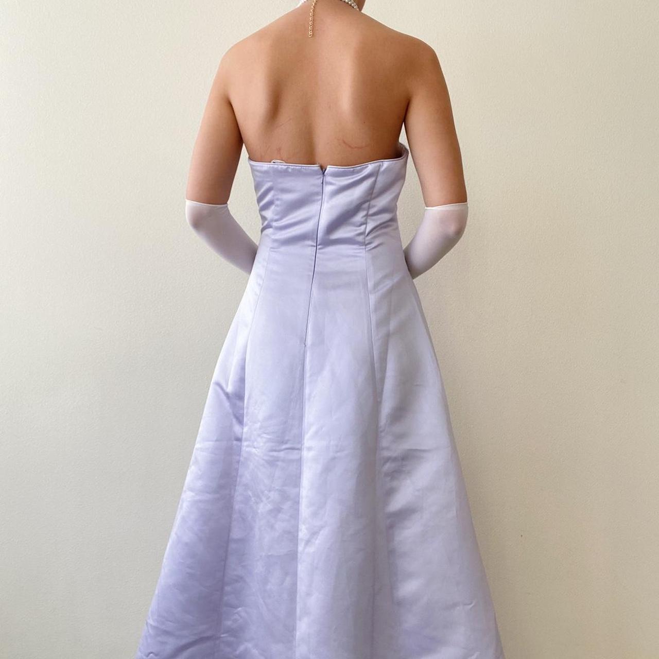 Robe de soirée longue en satin et tulle, tenue de bal élégante et raffinée, style vintage, violet clair, motif floral, perles, pour anniversaire, nv4001