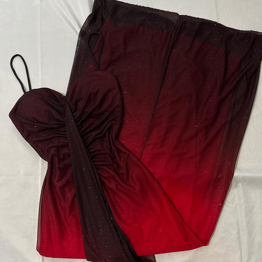 Red black shiny elegant long chiffon party dress evening gown prom dress nv4595