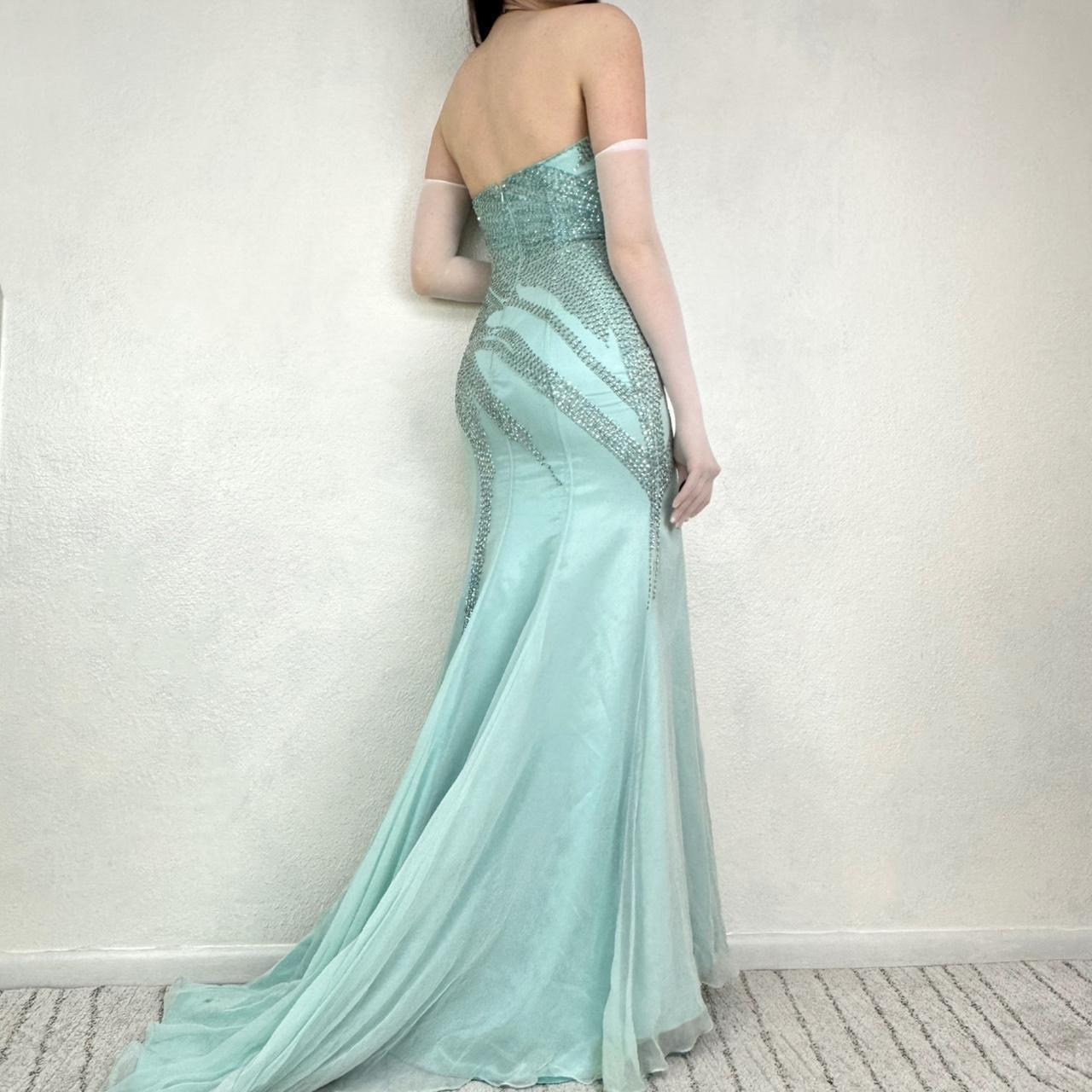 Green gorgeous beaded long satin ball gown evening dress nv4484