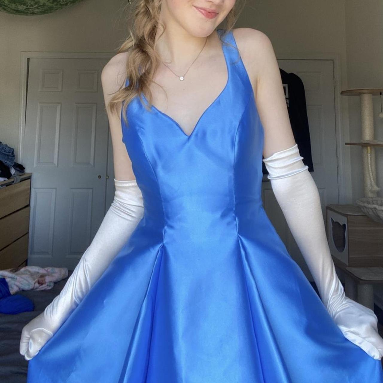 Blue Elegant Long Backless Satin Ball Gown Evening Dress Party Dress nv4215