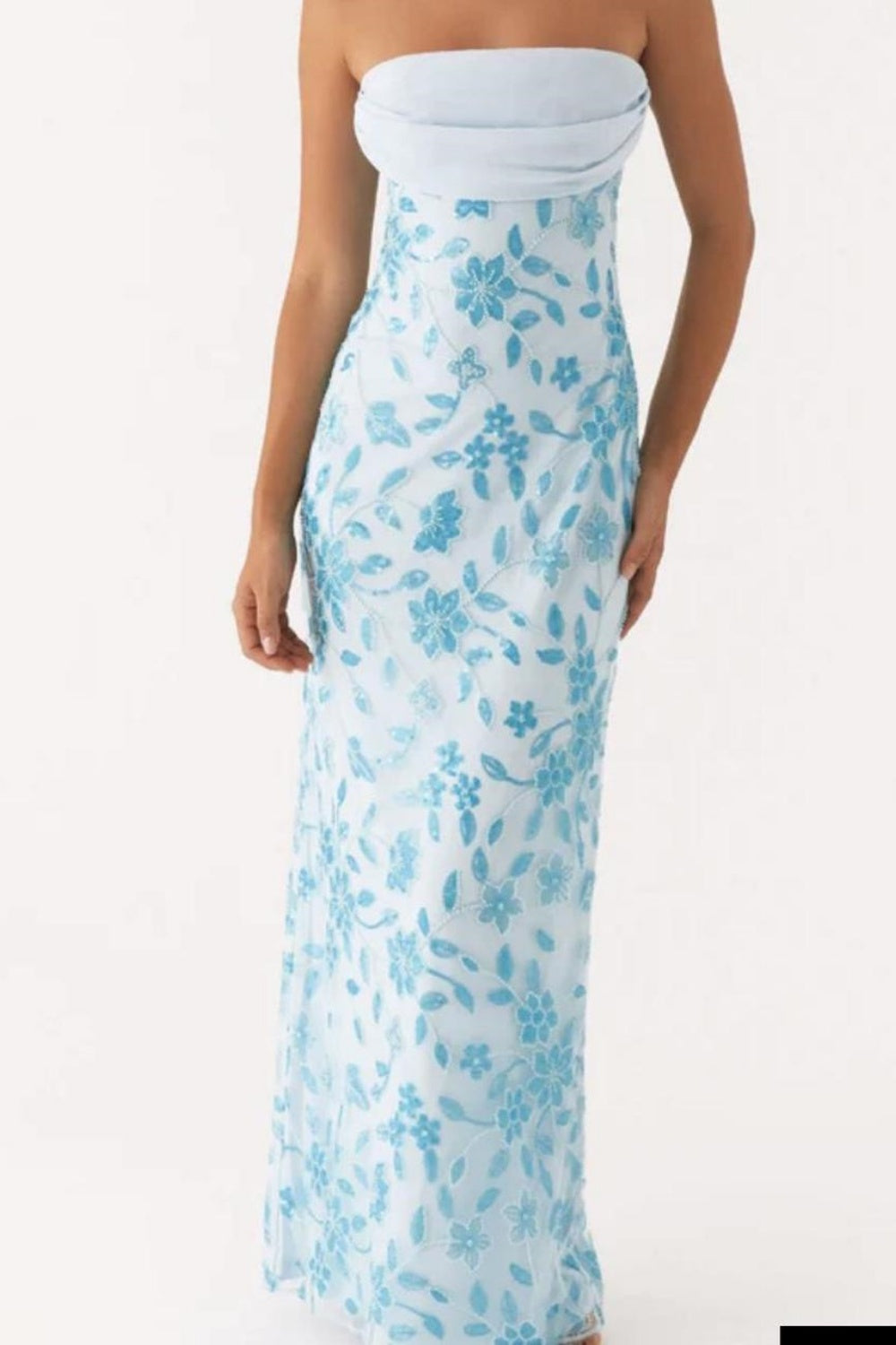 Exquisite beaded women's blue long chiffon prom dress nv5340