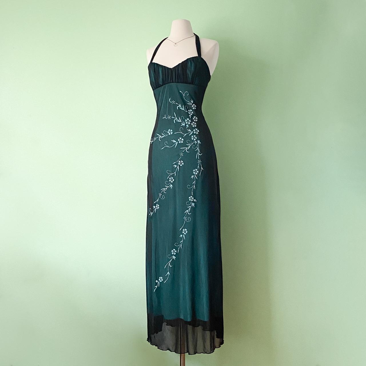 NiceVestidos – Grünes, exquisites, florales, perlenbesetztes, langes Chiffon-Heimkehrkleid, Ballkleid NV5653