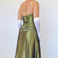 NiceVestidos-Green delicate floral applique vintage long satin gown evening dress Nv5633