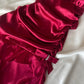 ❤️ Sparkling retro red dress with halter neckline short asymmetrical ruffle homecoming dress birthday party dress nv5386