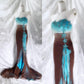 Blue brown fashion gradient fairy exquisite beaded long chiffon mermaid dress prom dress nv5417