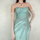 Green gorgeous beaded long satin ball gown evening dress nv4484