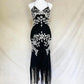 Black Vintage Beaded Fairy Dress Gorgeous Flowing Y2K Dress Floral Beaded Ball Gown Evening Gown Party Dress nv4239