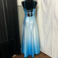 Blue Vintage Fashion Gradient Floral Beading Elegant Long Satin Party Dress Evening Gown Prom Dress nv4600
