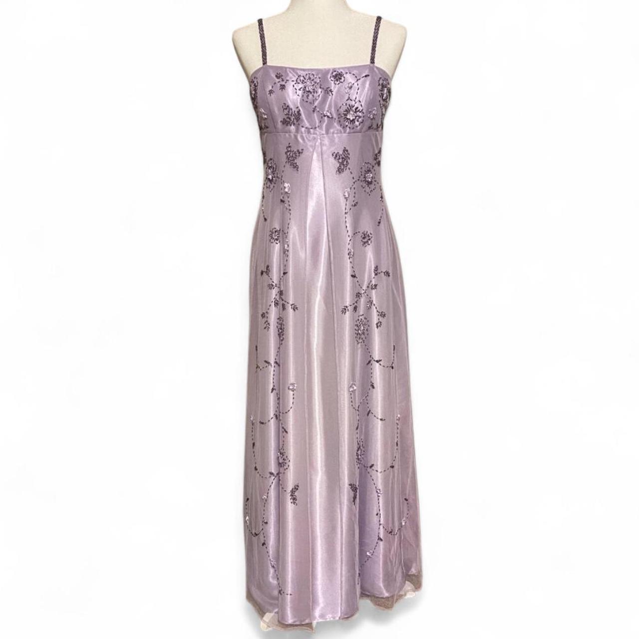 Lavender purple exquisite beaded spaghetti strap long chiffon retro dress prom dress nv5411
