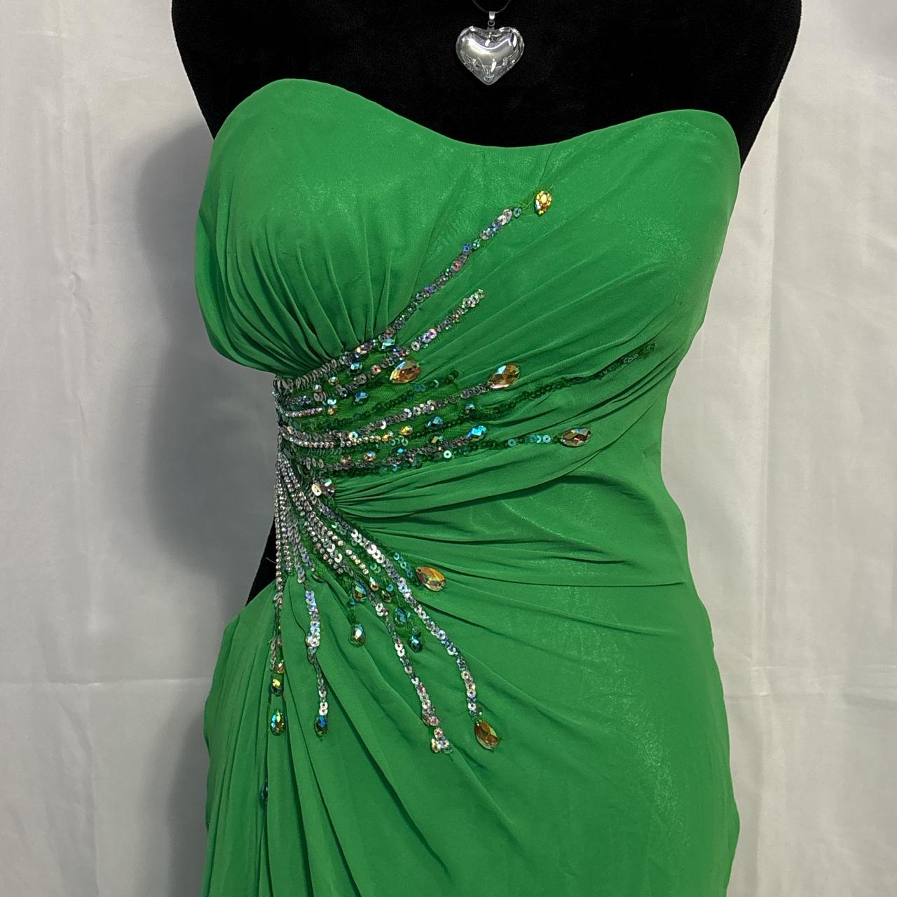Robe de soirée longue en mousseline de soie, taille basse, à perles vertes, nv4603