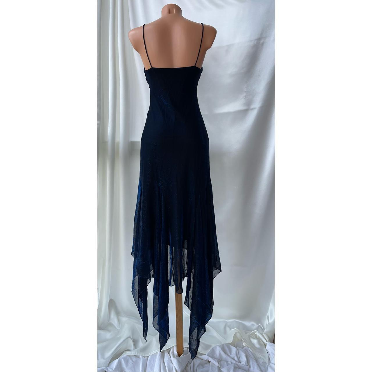 Navy blue shiny spaghetti strap long chiffon prom dress homecoming dress birthday party dress nv5388