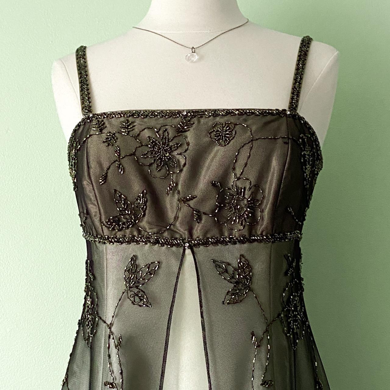 NiceVestidos--Gold Delicate Floral Beaded Dress Vintage Dress Women's Long Tulle Ball Gown NV5647