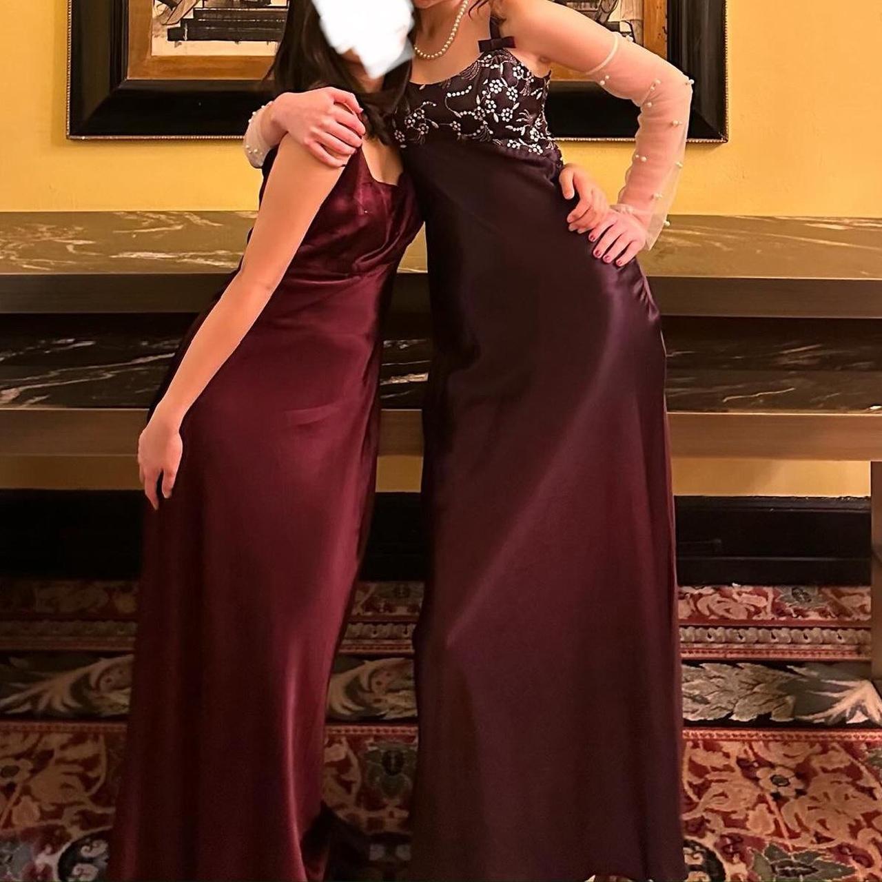 Robe de soirée longue en satin violet foncé à bretelles spaghetti et perles pour femme, tenue de bal, de soirée, nv3745