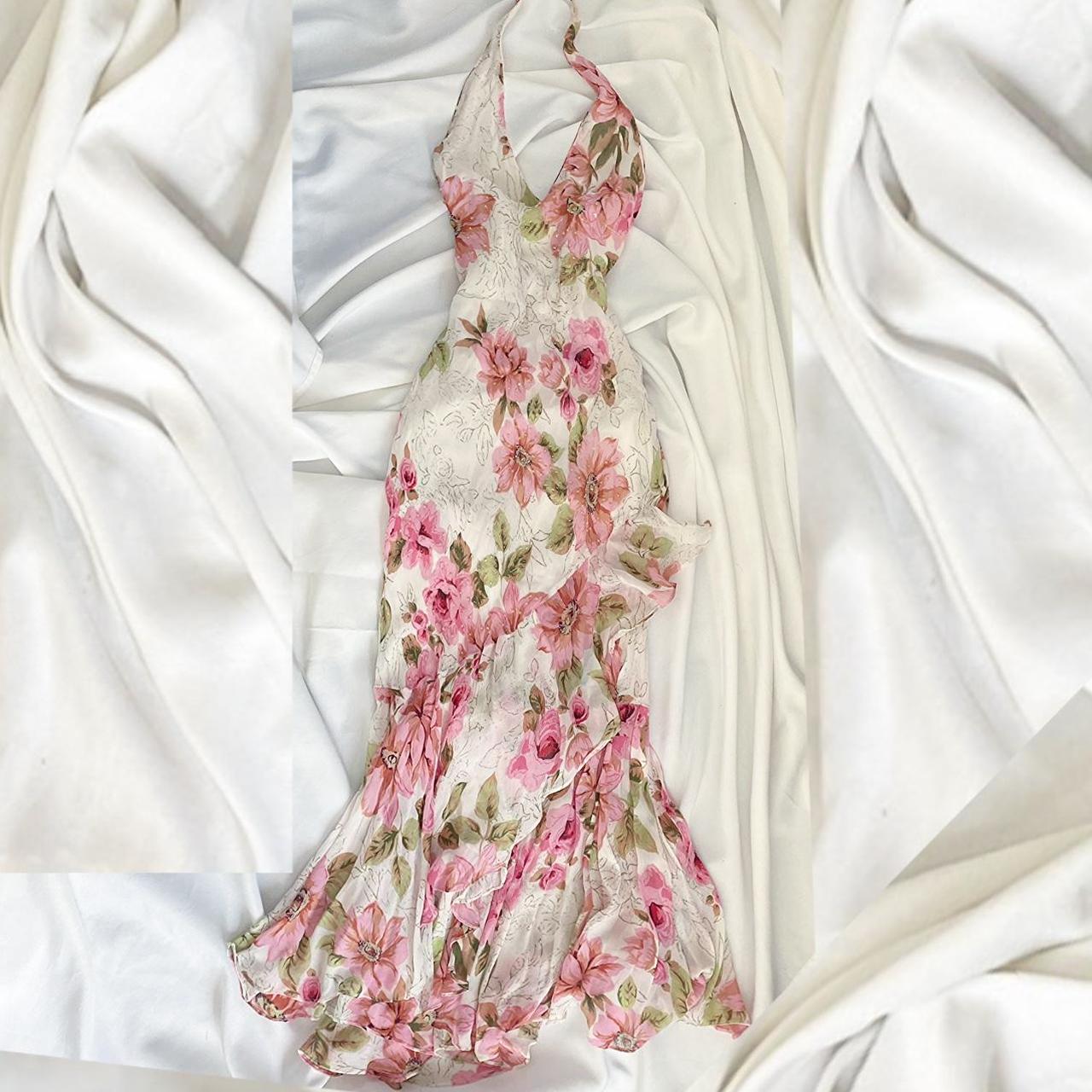 Pink Floral Elegant Long Chiffon Party Dress Evening Gown Prom Dress nv4599