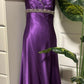 Purple vintage fashion exquisite beaded long satin floor-length ball gown, evening dress, party dress nv3704