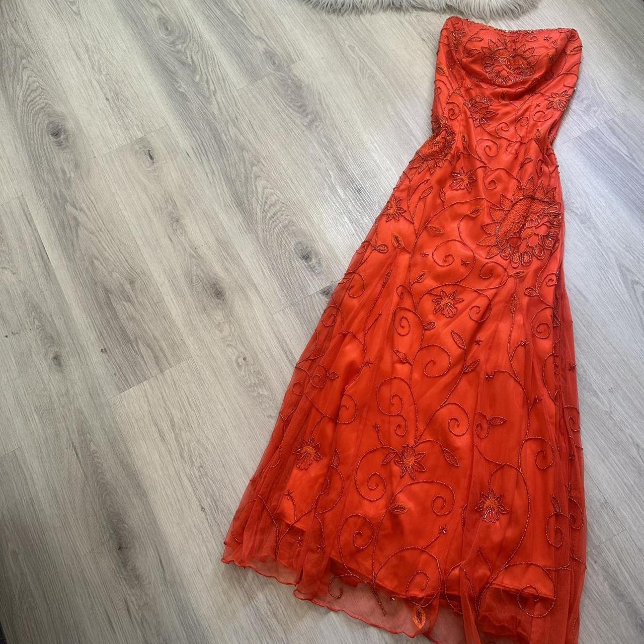 NiceVestidos-Beautiful orange exquisite floral beaded long chiffon prom dress formal gown nv5446