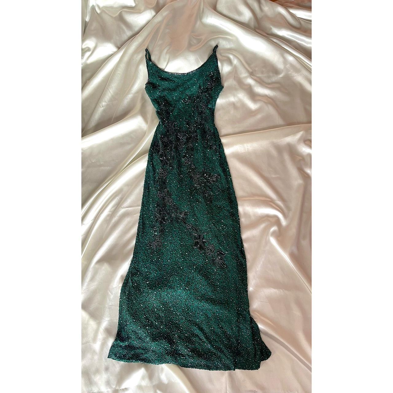 Gorgeous and elegant green exquisite beaded retro long prom dress nv5383