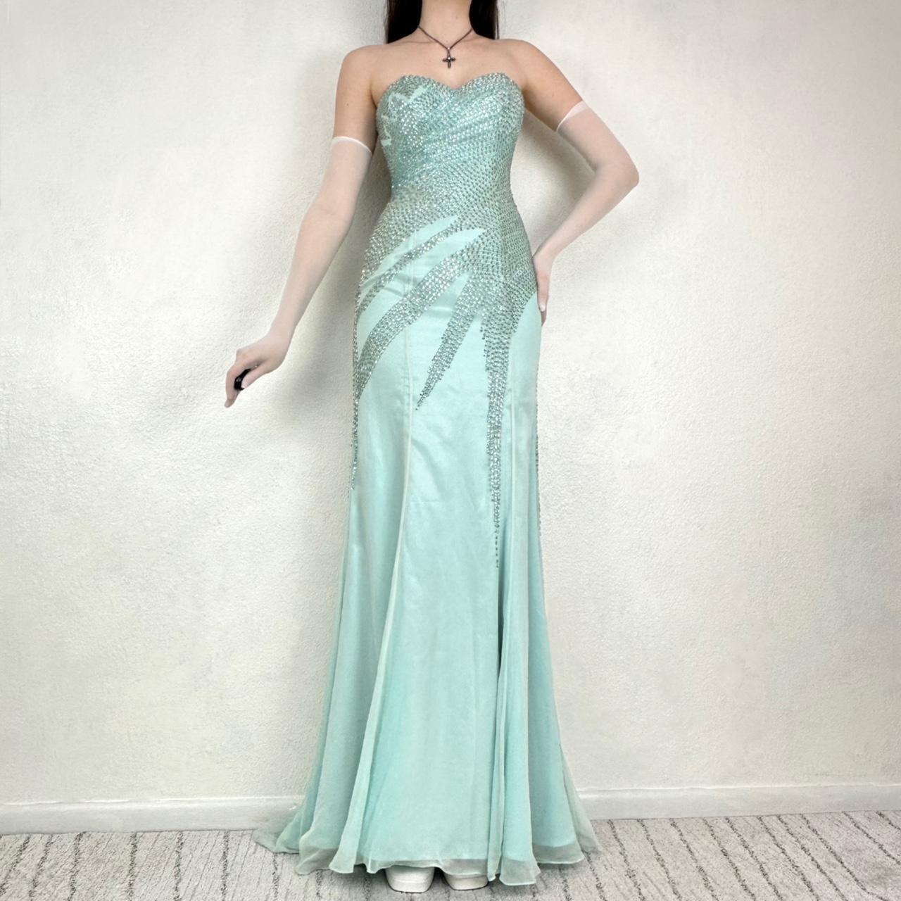 Green gorgeous beaded long satin ball gown evening dress nv4484