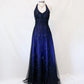 🥀 Vintage Dark Blue Glitter Ombre Beaded Long Tulle Ball Gown Evening Dress Party Dress nv4980