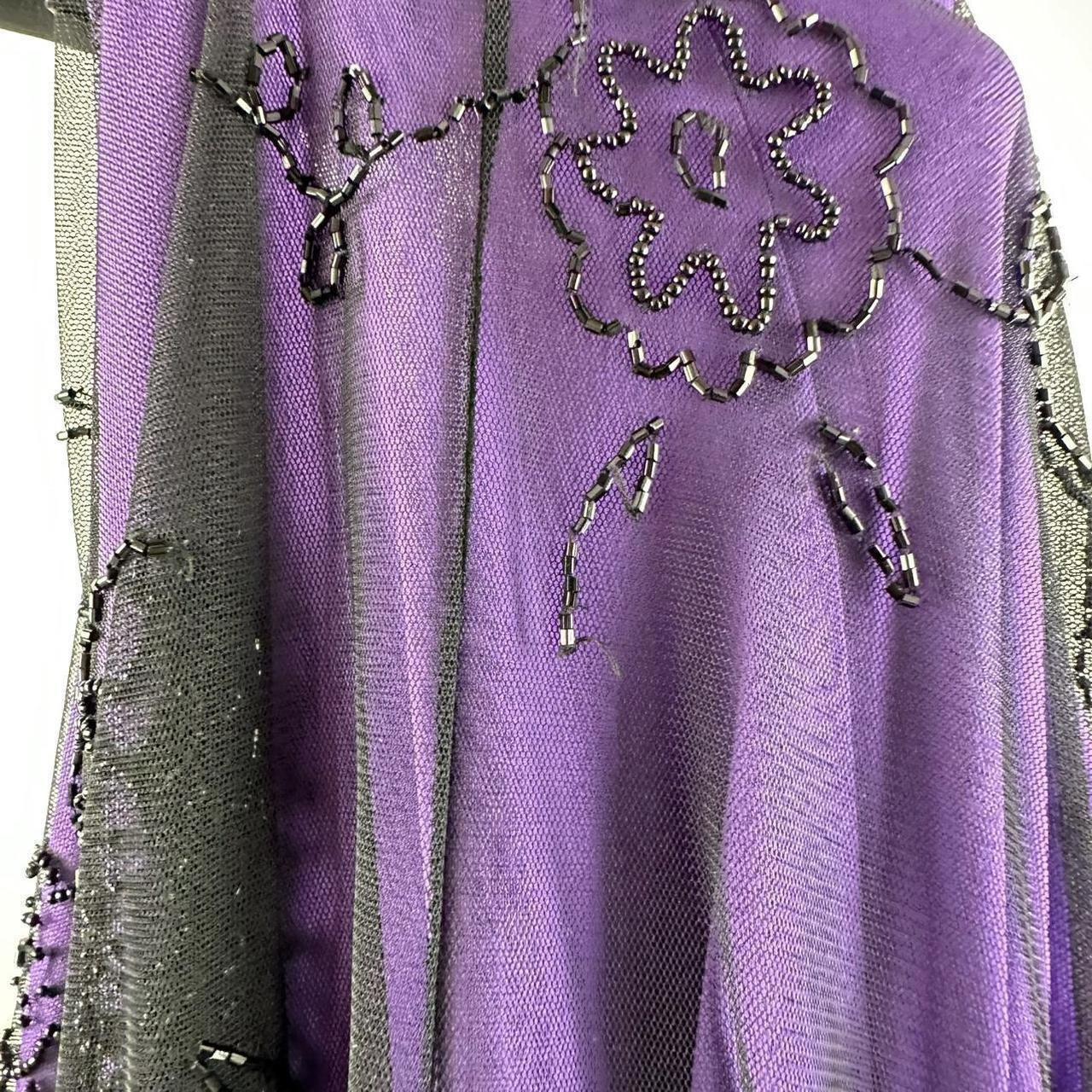 Vintage Purple Black Gothic Vampire Beaded Floral Long Formal Dress Prom Gown Chiffon nv5402