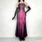 Vintage Black and Pink Gothic Vampire Beaded Floral Long Chiffon Formal Gown Prom Dress nv5401
