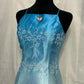 Blue Vintage Fashion Gradient Floral Beading Elegant Long Satin Party Dress Evening Gown Prom Dress nv4600