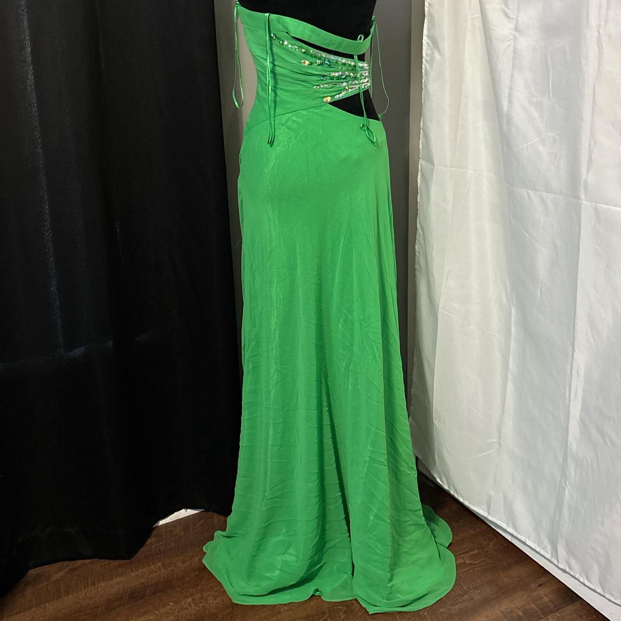 Robe de soirée longue en mousseline de soie, taille basse, à perles vertes, nv4603