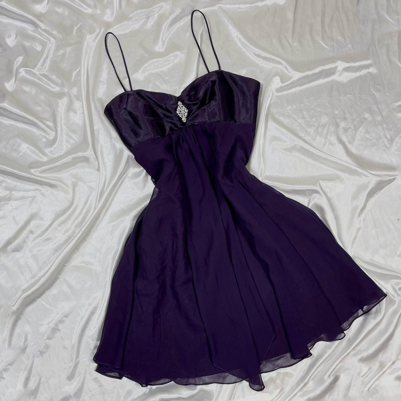 Y2K Purple Short Satin Chiffon Ball Gown Fairy Style Homecoming Dress nv4466