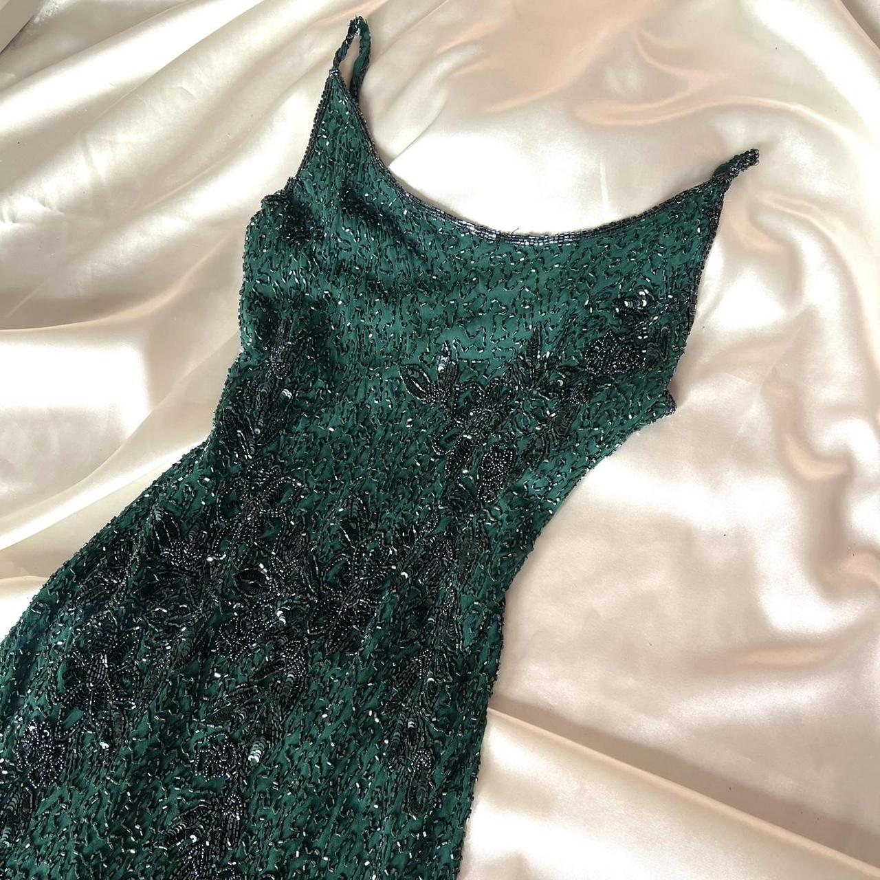 Gorgeous and elegant green exquisite beaded retro long prom dress nv5383